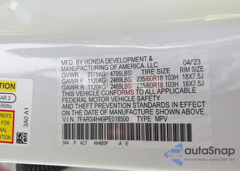 2023 Honda Cr-V Ex Awd из США, поврежденный, VIN 7FARS4H49PE018500
